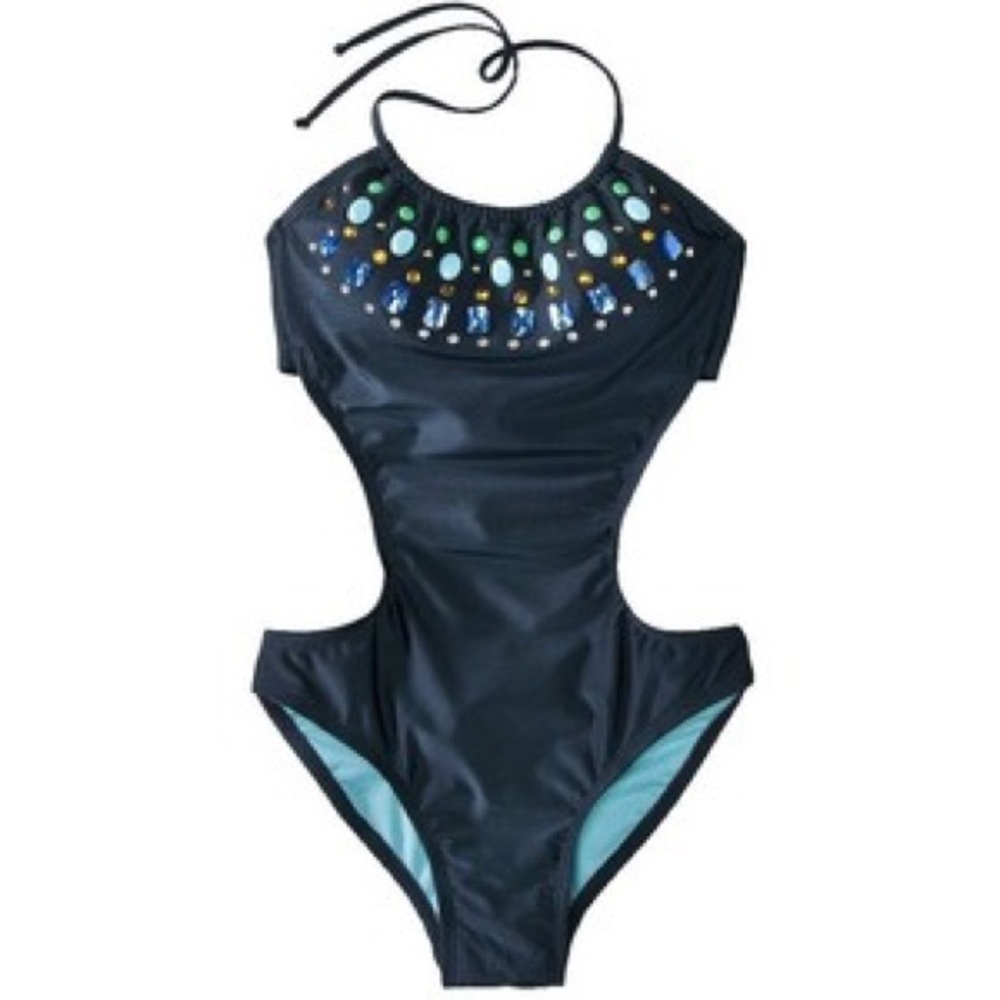 Xhilartion Jeweled Halter Monokini. Beautiful!